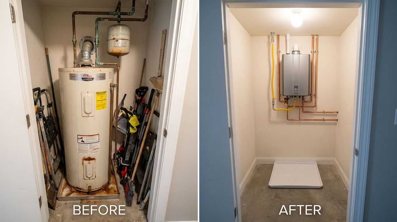 Tank water heater versus wall-mounted tankless unit comparison for Carrollton, MS homeowners